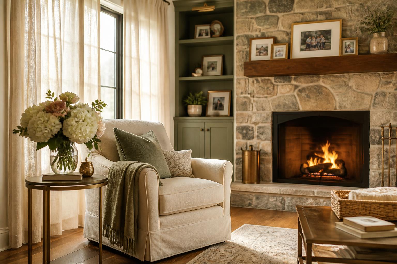 Warm living room inside Ivory Crest Care residential care home in Loma Linda, California